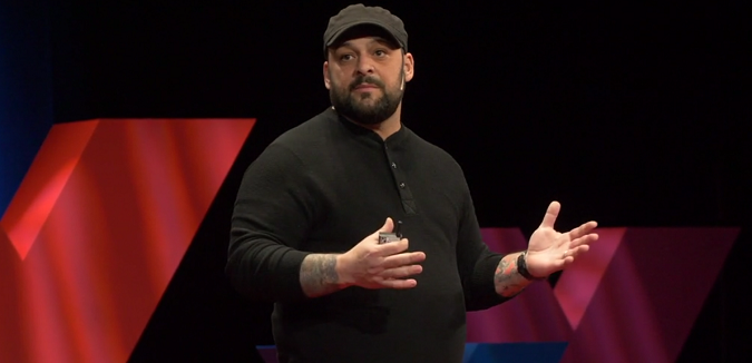 Christian Picciolini during TED talk